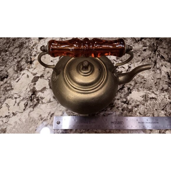 Antique Teapot Very Good Condition W/Gorgeous Handle Unpolished Natural Patina - Picture 13 of 16